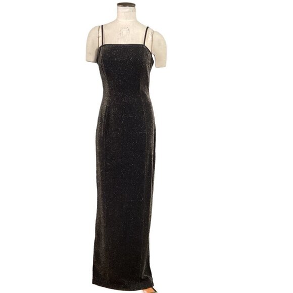 NWT Alex Evenings Sleeveless Black Metallic Evening Gown Maxi Dress Sz 12 #6G - Picture 1 of 7